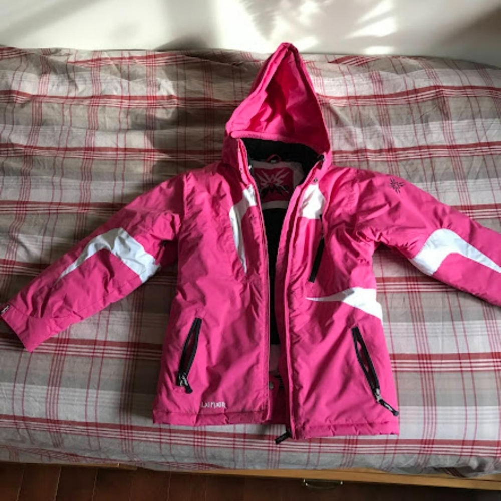 Kids Pink And White Winter Ski Jacket